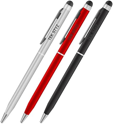Pro Stylus Pen עבור Videocon v1531+ עם דיו, דיוק גבוה, צורה רגישה במיוחד וקומפקטית למסכי מגע [3 חבילה-שחורה-אדומה-סילבר]